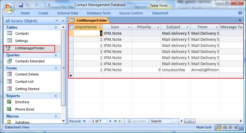 Import table