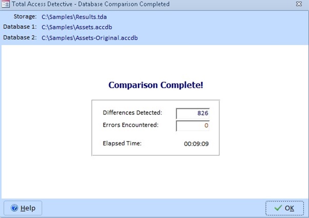 Microsoft Access Database Comparison is Completed