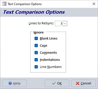 Microsoft Access Module Comparison Options