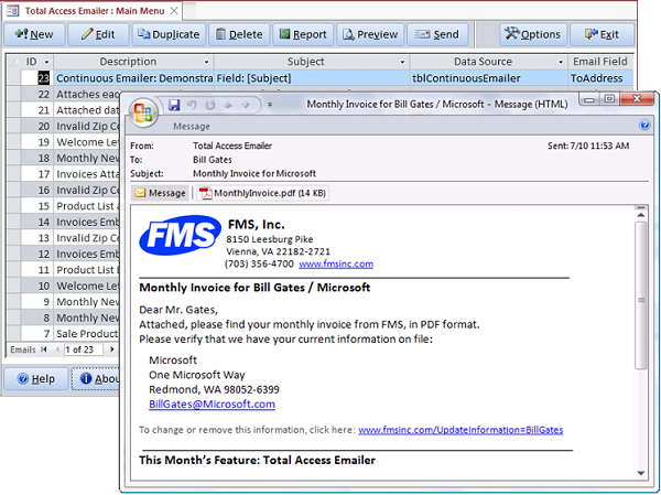 Microsoft Access Email with Total Access Emailer from FMS