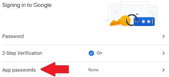 Google App Passwords link