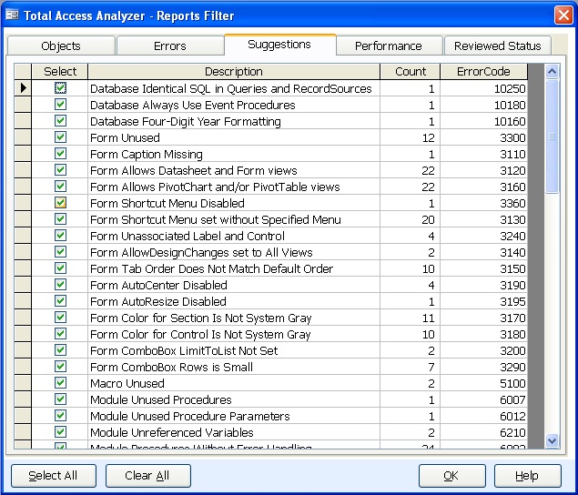 Report Filter Issue Counts