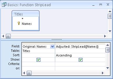 Microsoft Access Query Using a User Defined VBA Function